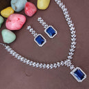 Heera Jewellers Silver Plated AD Necklace Set