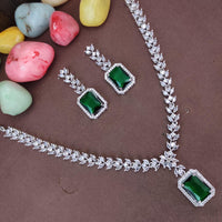 Heera Jewellers Silver Plated AD Necklace Set
