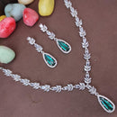 Heera Jewellers Silver Plated AD Necklace Set