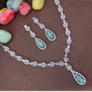 Heera Jewellers Silver Plated AD Necklace Set