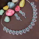 Heera Jewellers Silver Plated AD Necklace Set