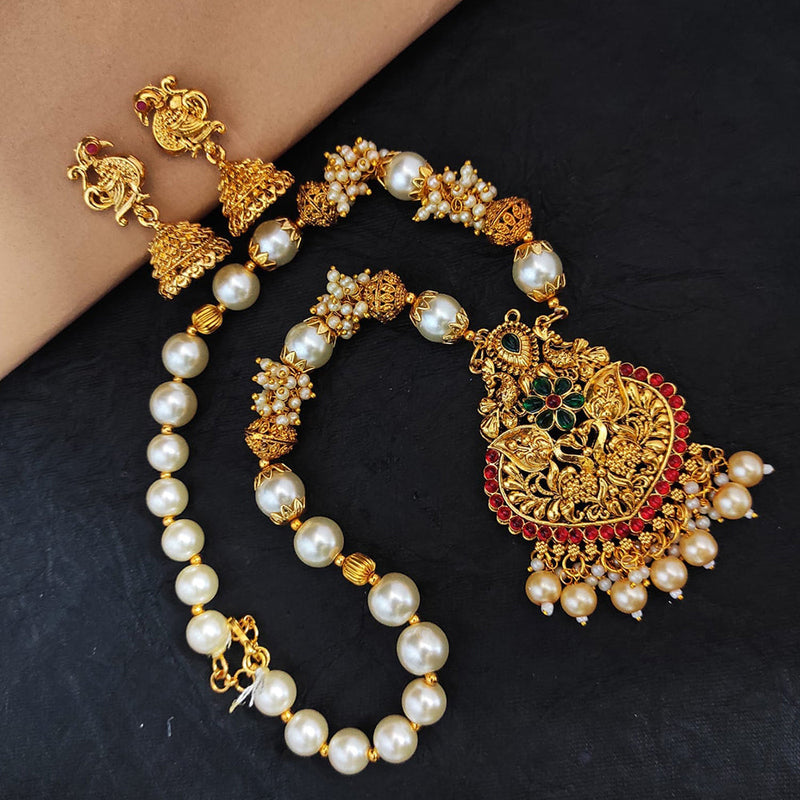 Heera Jewellers Gold Plated Pota Stone  Necklace Set