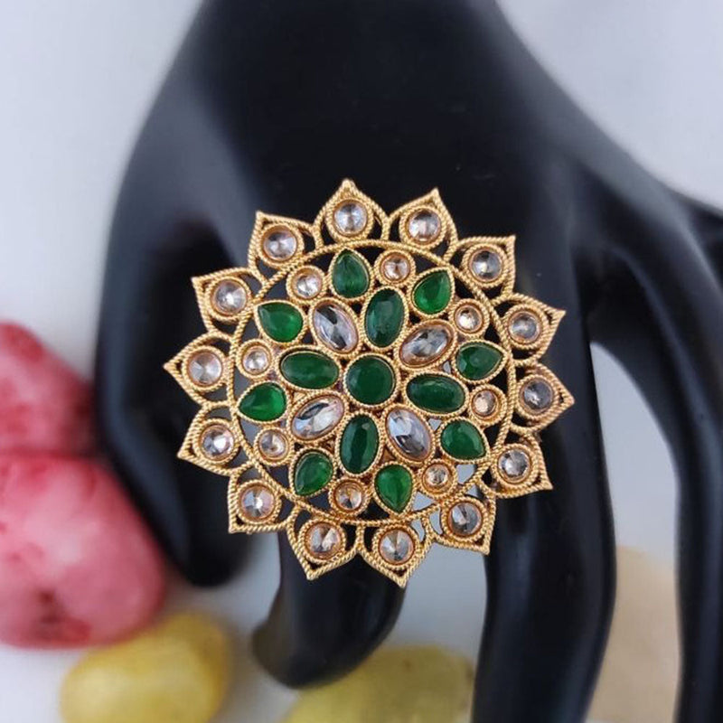 Heera Jewellers Gold Plated Crystal Stone Adjustable Ring