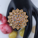 Heera Jewellers Gold Plated Crystal Stone Adjustable Ring