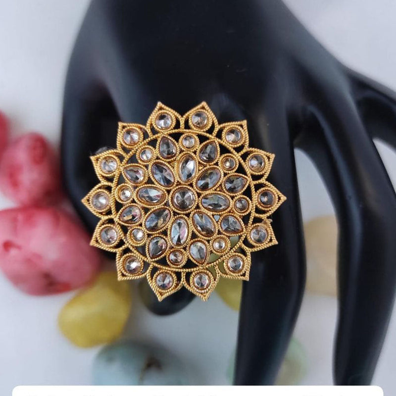 Heera Jewellers Gold Plated Crystal Stone Adjustable Ring