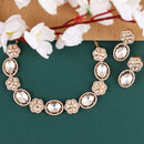 Saloni Fashion Jewellery Charming Flower and Circle Shape Uncut Kundan Stone 18 KT Gold Plated Brass Choker Necklace Set For Women and Girls