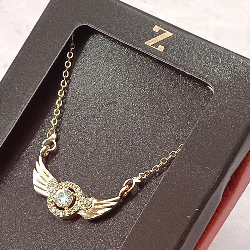 Ziorra Rose Gold Plated AD Angel Wings Chain Pendant