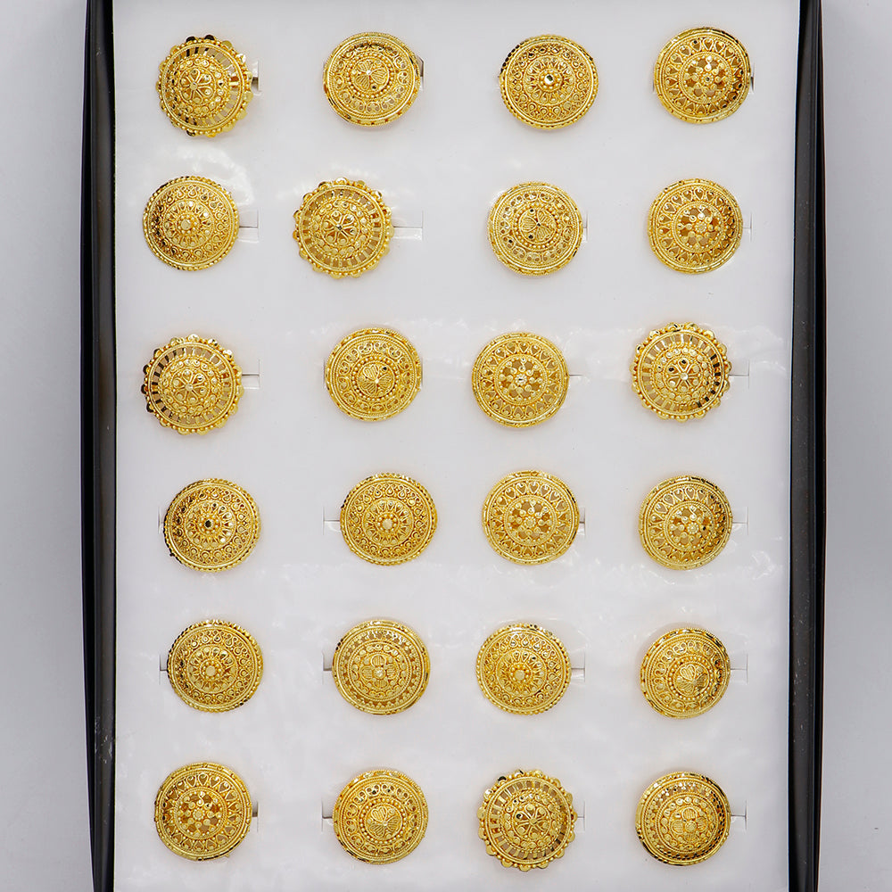 Mahavir Gold Plated Assorted Design Ring (Pack of 6)