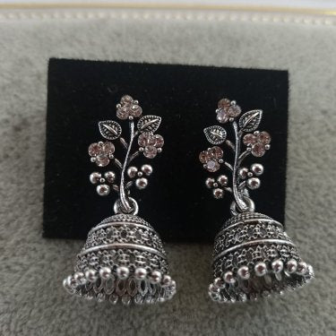 Tahura Oxidised Plated Jhumki Earrings