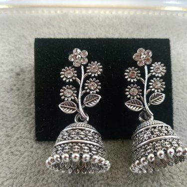 Tahura Oxidised Plated Jhumki Earrings