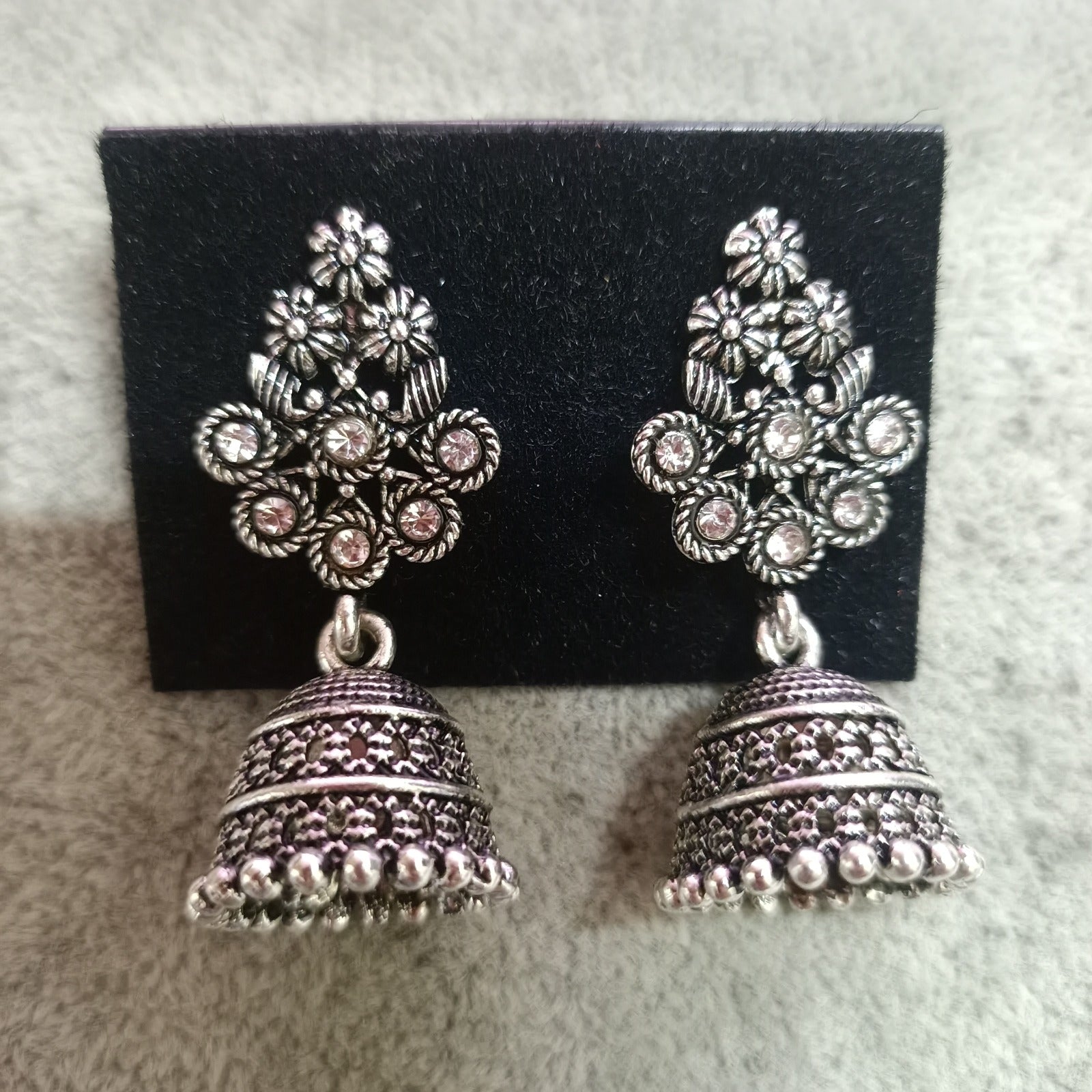 Tahura Oxidised Plated Jhumki Earrings