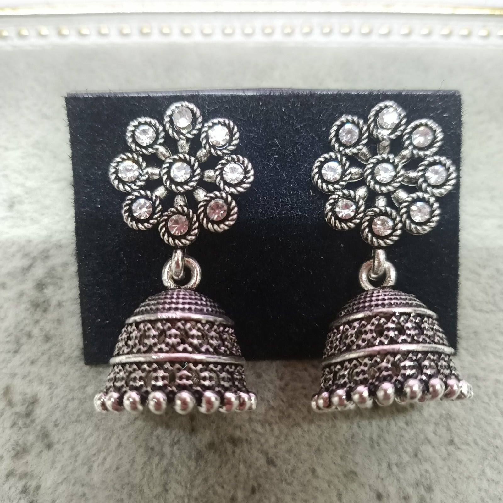 Tahura Oxidised Plated Jhumki Earrings