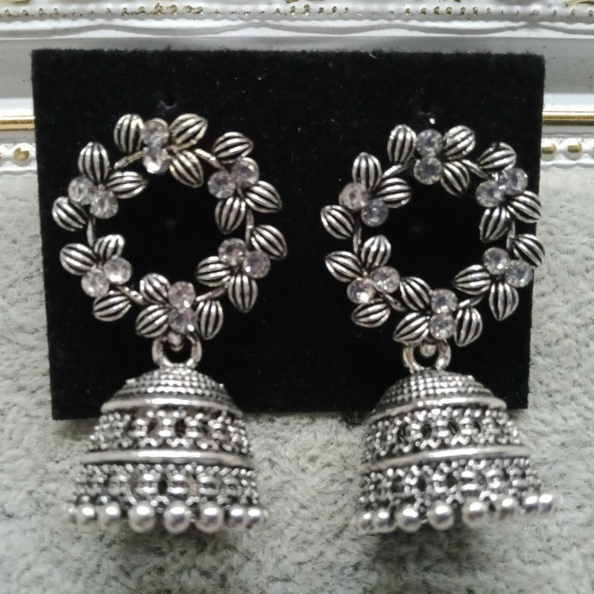 Tahura Oxidised Plated Jhumki Earrings