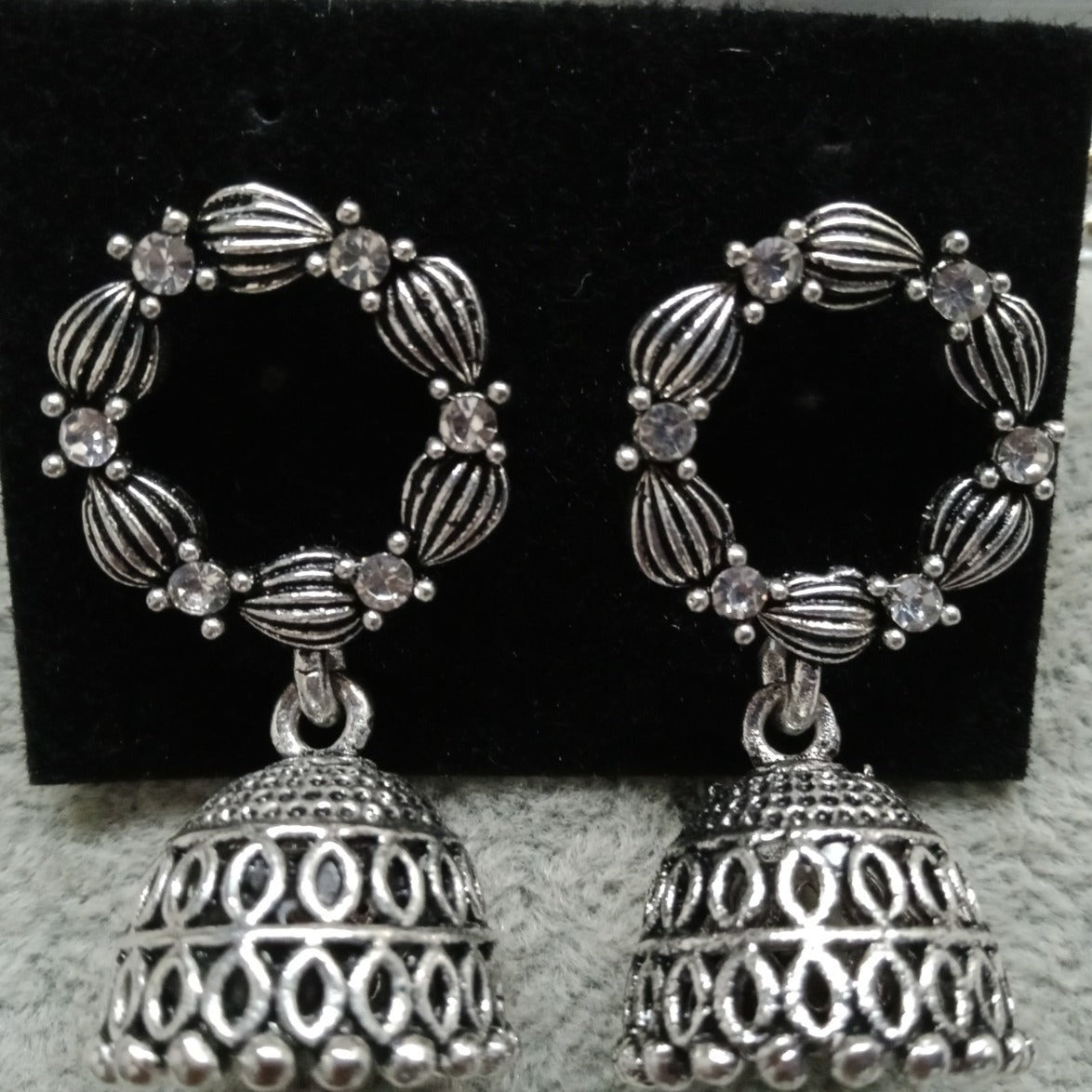 Tahura Oxidised Plated Jhumki Earrings