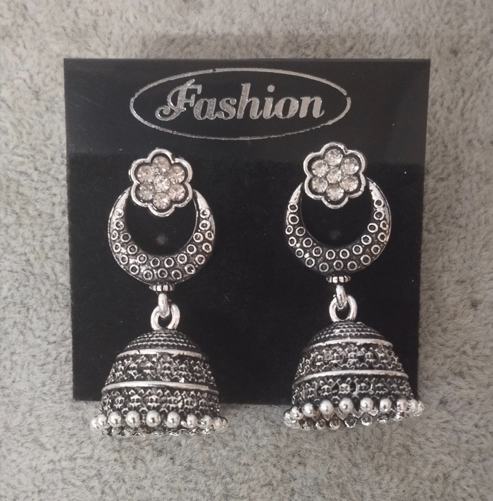 Tahura Oxidised Plated Jhumki Earrings