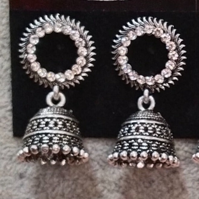 Tahura Oxidised Plated Jhumki Earrings