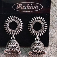 Tahura Oxidised Plated Jhumki Earrings