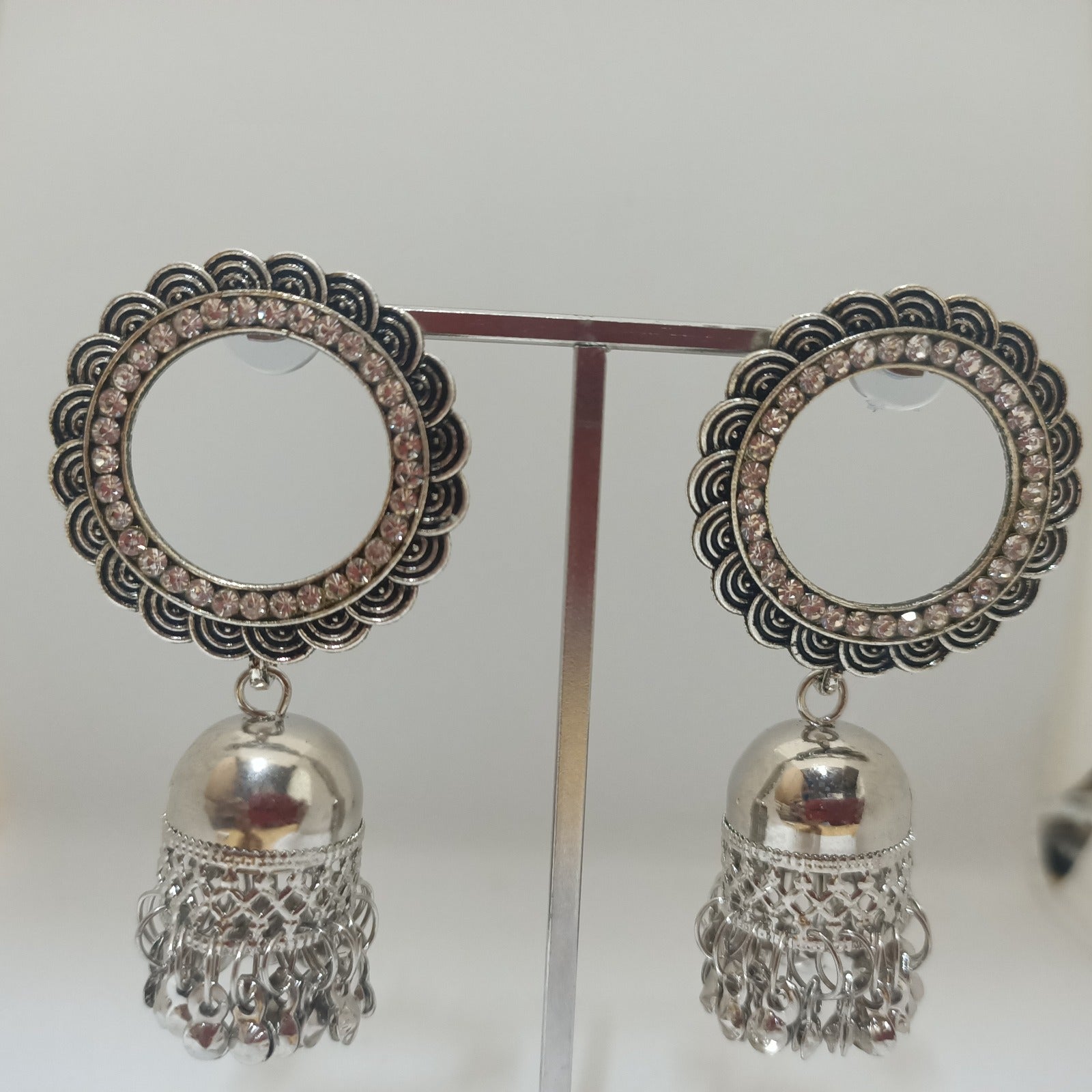 Tahura Oxidised Plated Jhumki Earrings