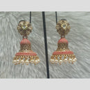 Infinity Jewels Gold Plated Crystal Stone And Meenakari Jhumki Earrings