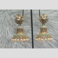 Infinity Jewels Gold Plated Crystal Stone And Meenakari Jhumki Earrings