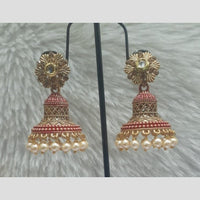 Infinity Jewels Gold Plated Crystal Stone And Meenakari Jhumki Earrings