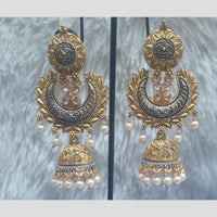 Infinity Jewels Gold Plated Crystal Stone And Meenakari Jhumki Earrings