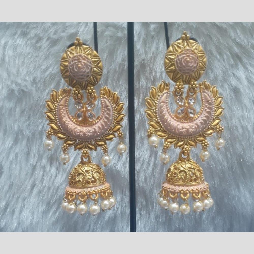 Infinity Jewels Gold Plated Crystal Stone And Meenakari Jhumki Earrings