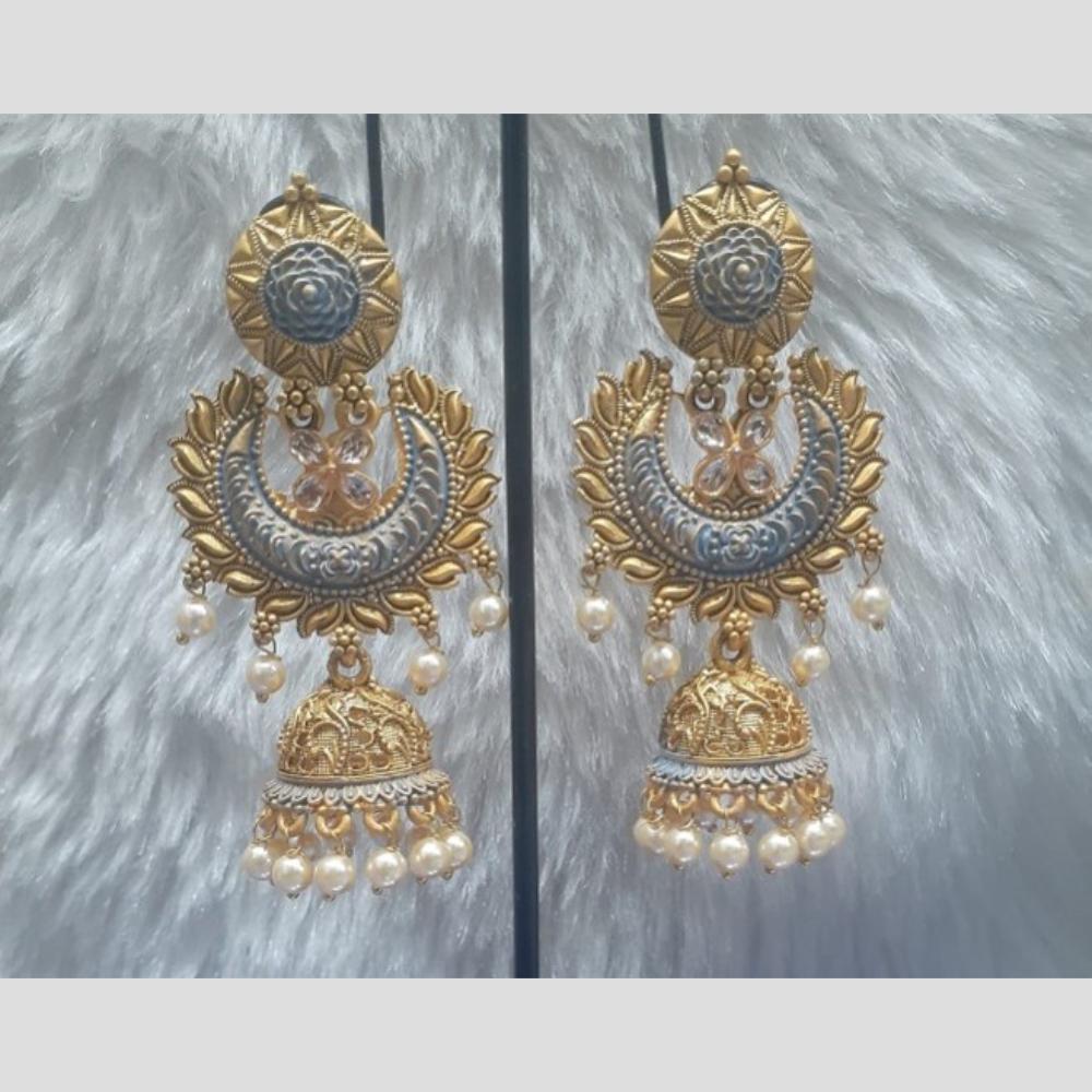 Infinity Jewels Gold Plated Crystal Stone And Meenakari Jhumki Earrings