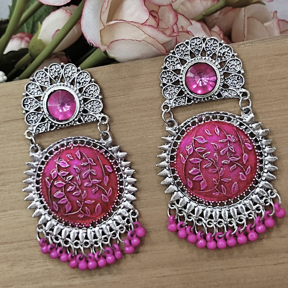 Beavy Pearls Elegant Pota Stone And Pearl Meenakari Dangler Earrings (Pack of 3)