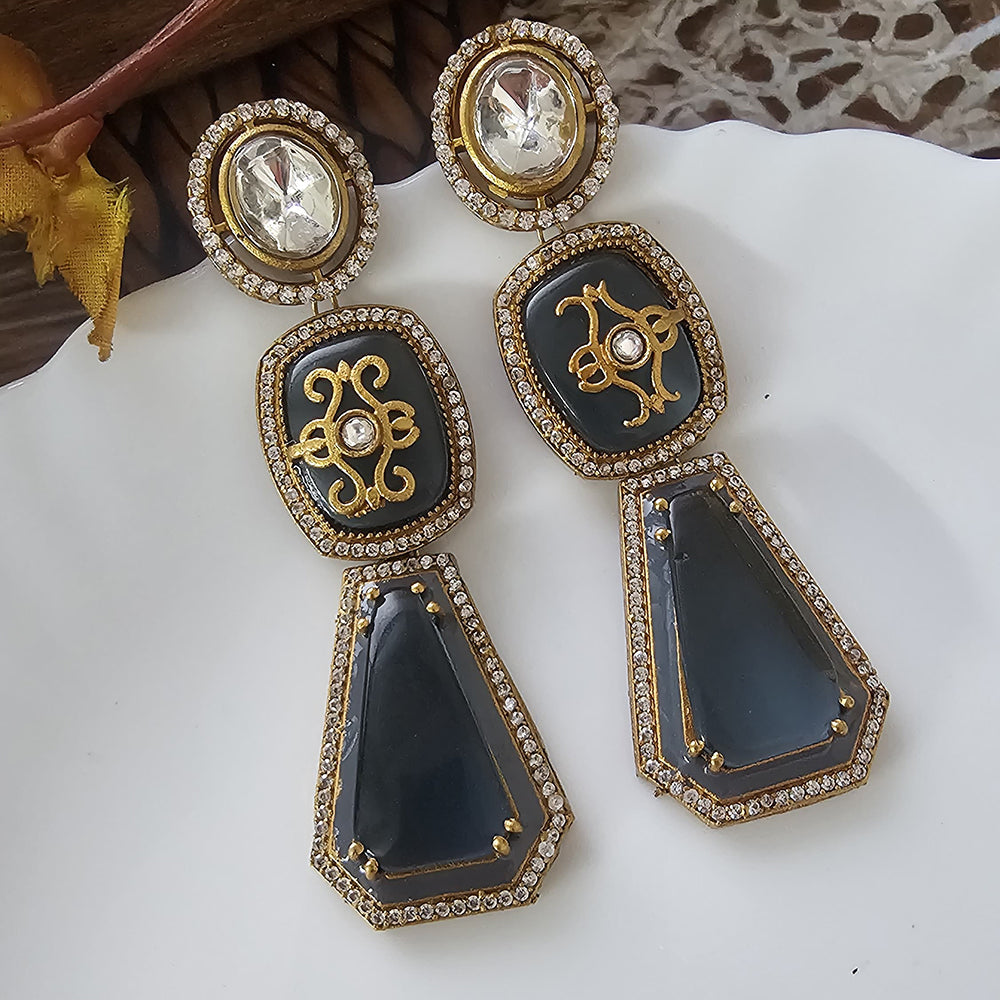 The Jewellery Creations Gold Plated Crystal Stone And Austrian Stone Dangler Earrings