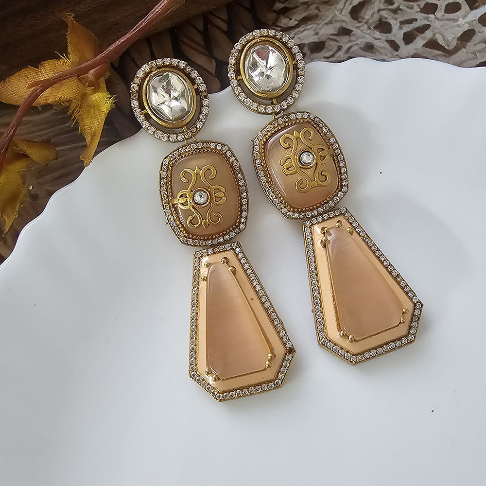 The Jewellery Creations Gold Plated Crystal Stone And Austrian Stone Dangler Earrings