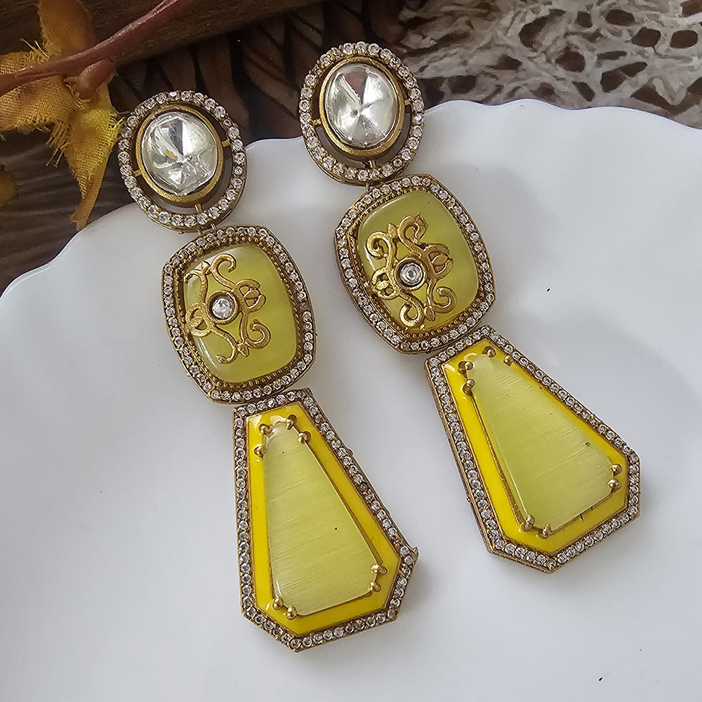 The Jewellery Creations Gold Plated Crystal Stone And Austrian Stone Dangler Earrings