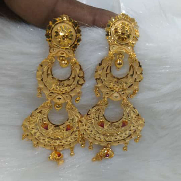 Fancy Double Chandelier 22k Gold Heavy Hanging Earrings – Andaaz Jewelers