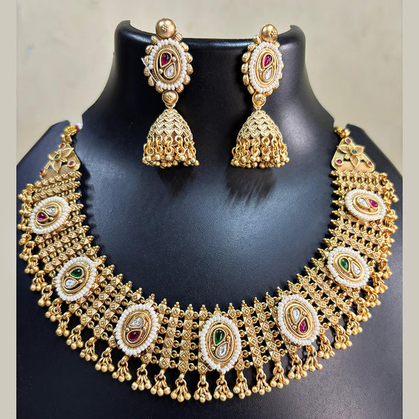 Pari Art Jewellery Antique Rajwadi Polish Pota Necklace Set