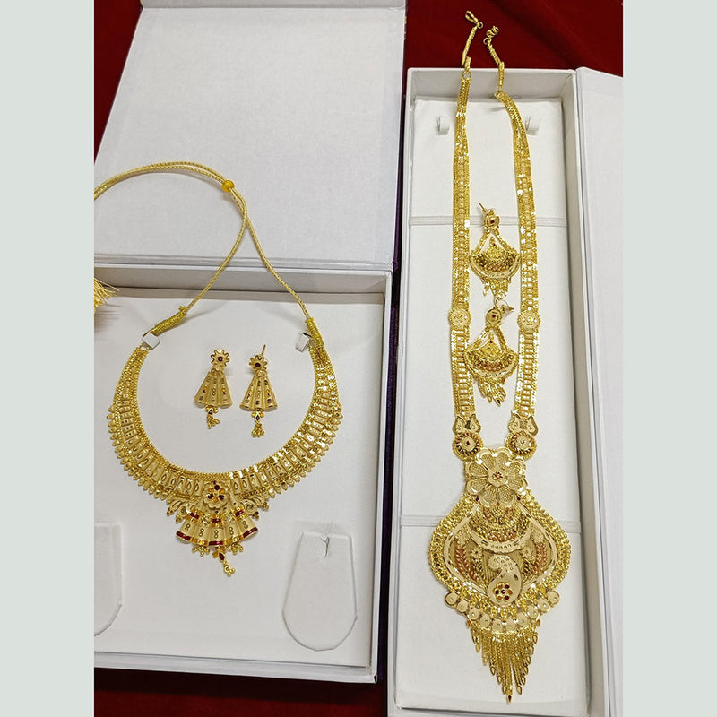 Pari Art Jewellery Forming Gold Double Necklace Set