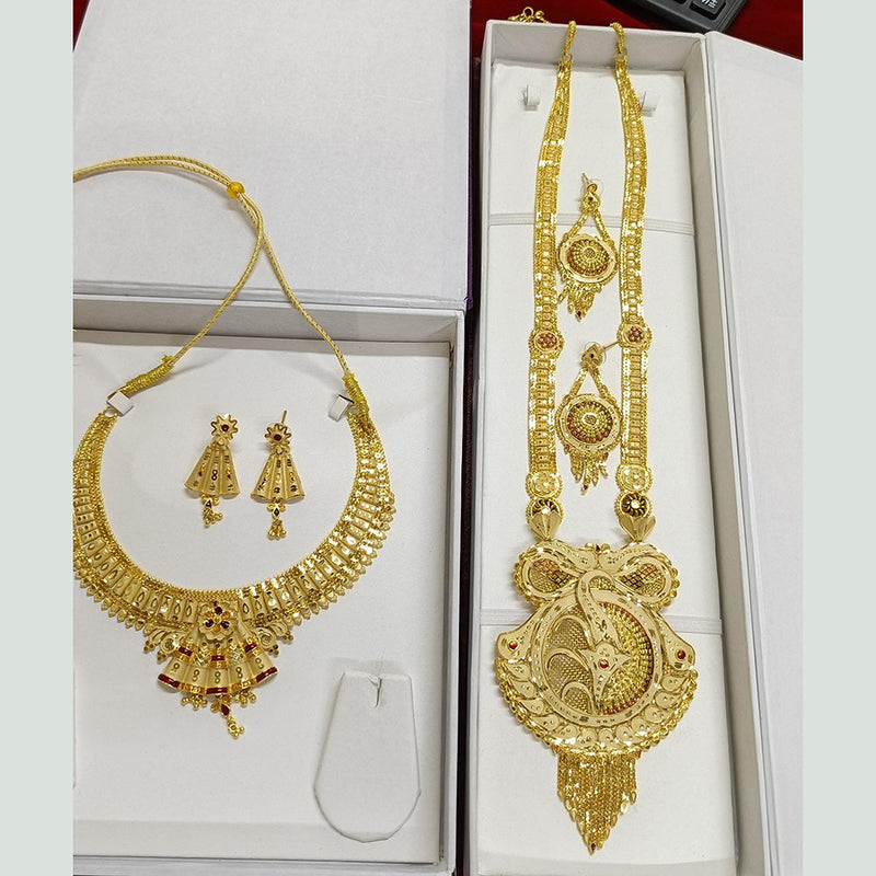 Pari Art Jewellery Forming Gold Double Necklace Set