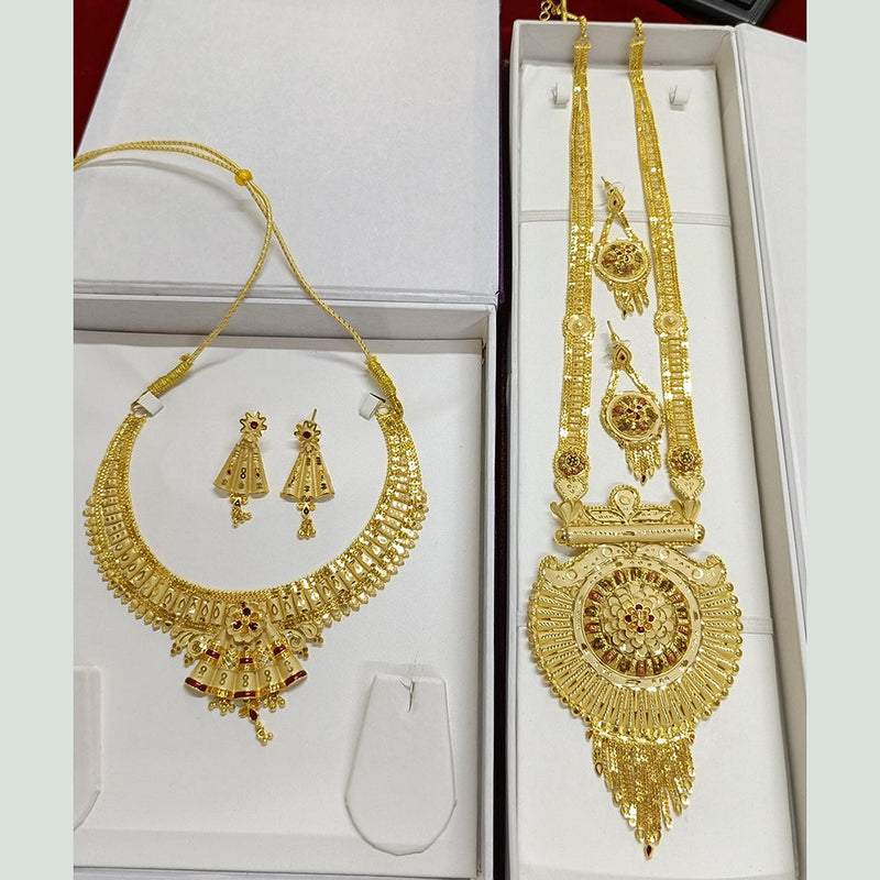 Pari Art Jewellery Forming Gold Double Necklace Set