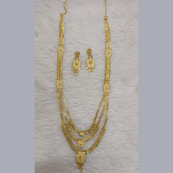 Pari Art Jewellery Forming Gold Plated Multi Layer Long  Necklace Set