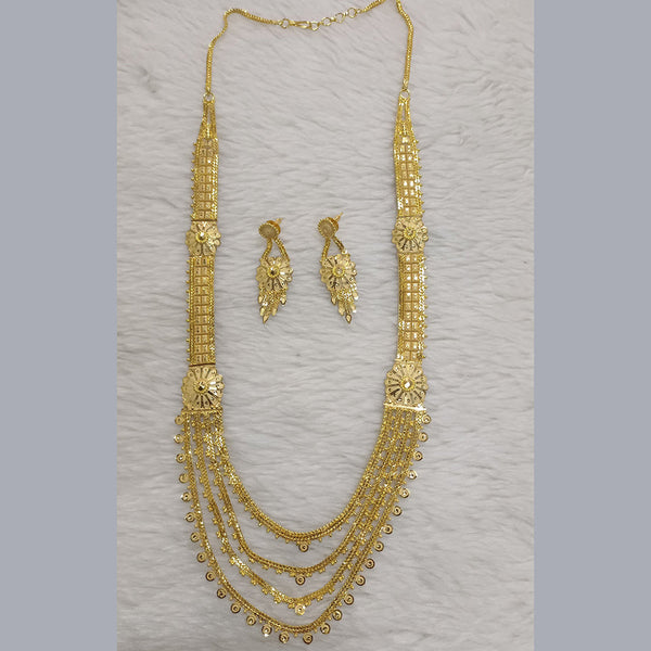 Pari Art Jewellery Forming Gold Plated Multi Layer Long  Necklace Set