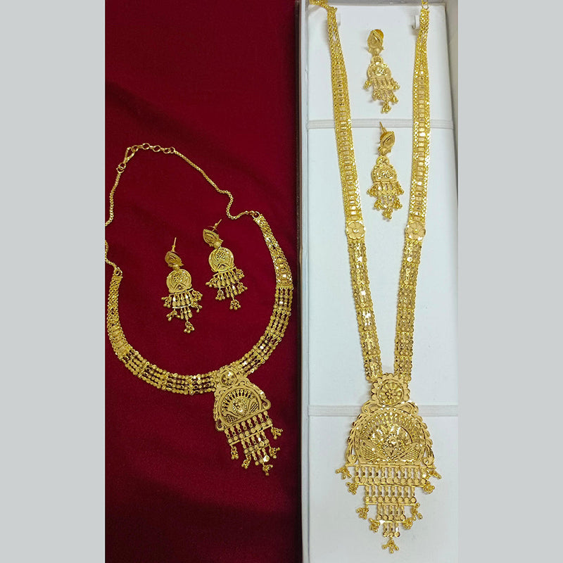 Pari Art Jewellery Forming Gold Plated Double Necklace Set