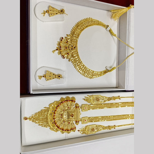 Pari Art Jewellery Forming Gold Plated Double Necklace Set