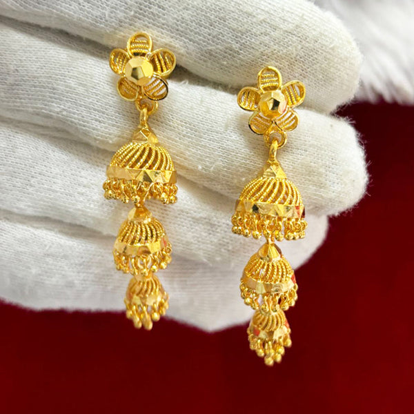 Pari Art Jewellery Forming Gold Jhumki Earrings