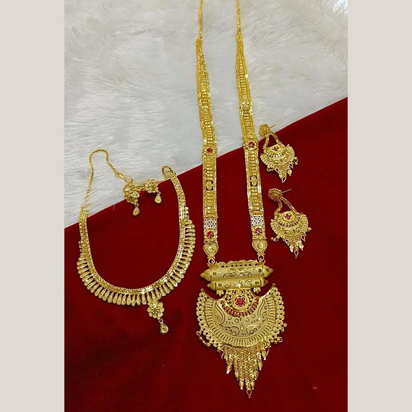 Pari Art Jewellery Forming Gold Plated Double Necklace Set