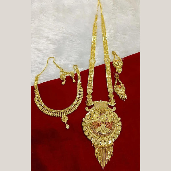 Pari Art Jewellery Forming Gold Plated Double Necklace Set