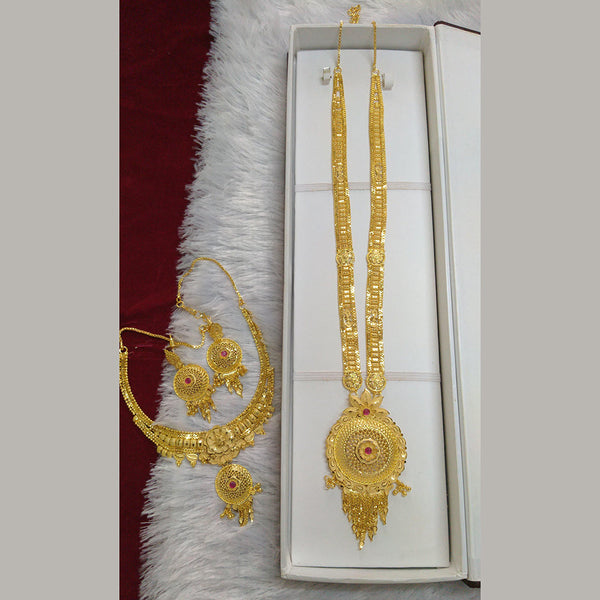 Pari Art Jewellery Forming Gold Plated Double Necklace Set