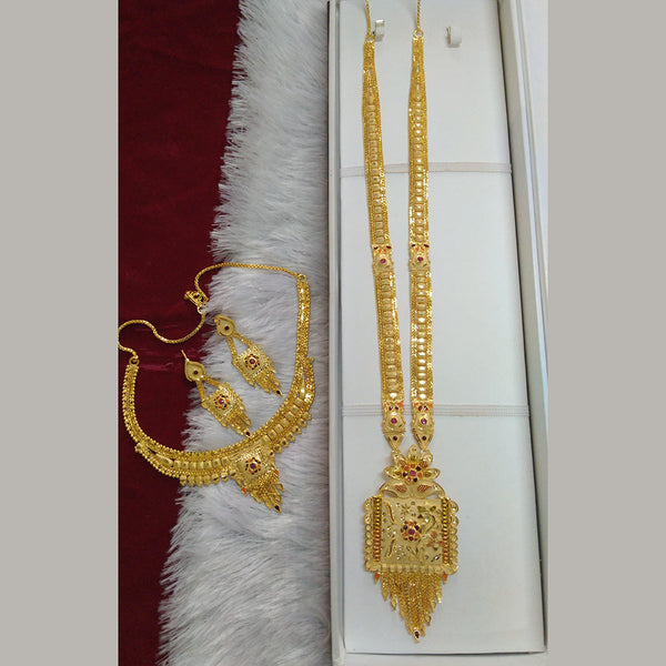 Pari Art Jewellery Forming Gold Plated Double Necklace Set