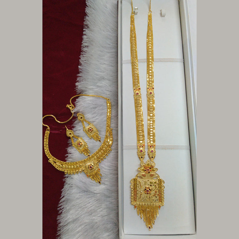 Pari Art Jewellery Forming Gold Plated Double Necklace Set