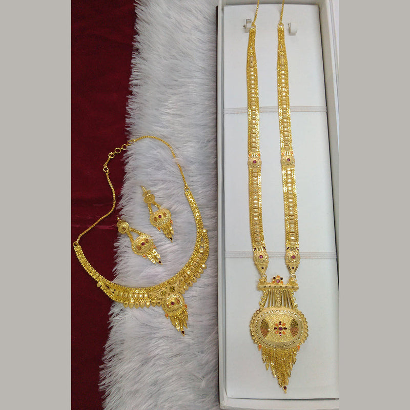 Pari Art Jewellery Forming Gold Plated Double Necklace Set