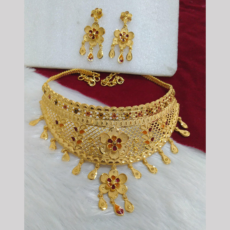 Pari Art Jewellery Forming Gold Plated Choker Necklace Set