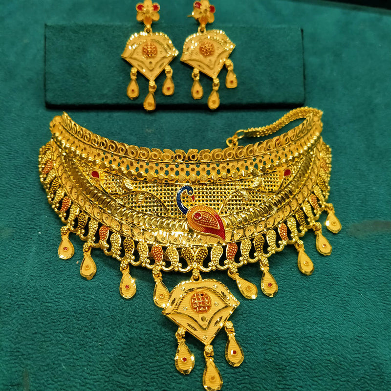 Pari Art Jewellery Forming Gold Plated Choker Necklace Set